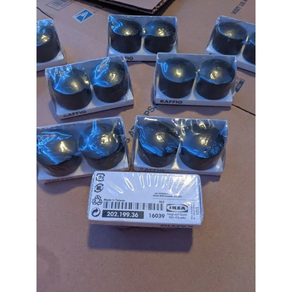 IKEA RAFFIG Black Curtain Rod Finials Bulk Lot 8 Packs 16 Total New 202.199.36